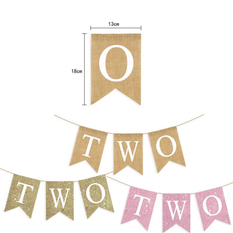 Baba második születésnapi széke Banner Zsákvászon KÉT Garland Fiú Lány Kétéves Születésnapi Party Dekoráció Kedvezmények Fotó Kellékek Kellékek