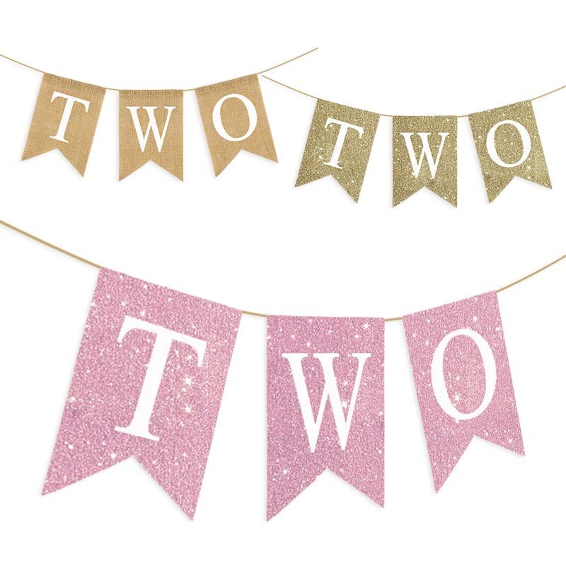 Baba második születésnapi széke Banner Zsákvászon KÉT Garland Fiú Lány Kétéves Születésnapi Party Dekoráció Kedvezmények Fotó Kellékek Kellékek