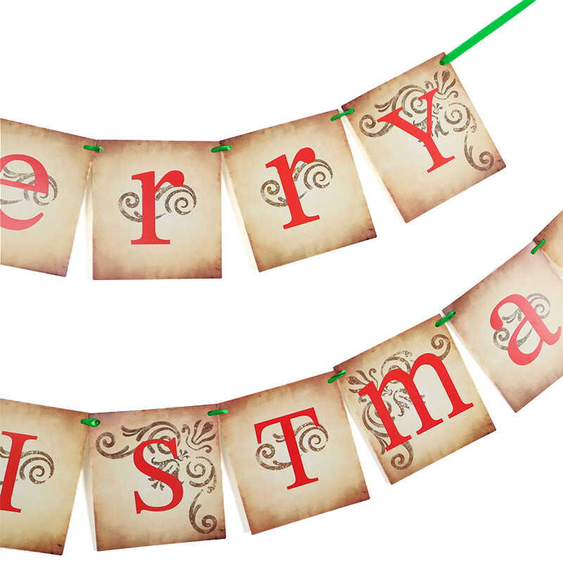 (1 részes készlet) 13,5*15 cm-es karácsonyi dekoráció újévi karácsonyfa húzza a zászlót díszek Retro hangulatú ablak megjelenítése