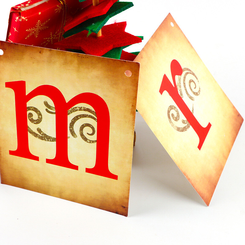 (1 részes készlet) 13,5*15 cm-es karácsonyi dekoráció újévi karácsonyfa húzza a zászlót díszek Retro hangulatú ablak megjelenítése