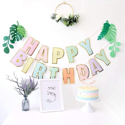 Boldog születésnapot Streamers Forró bélyegző fecskefarkú húzózászló Nappali Kert Bevásárlóközpont Kávézó Gyermekek Születésnapi Party dekoráció Bannerek