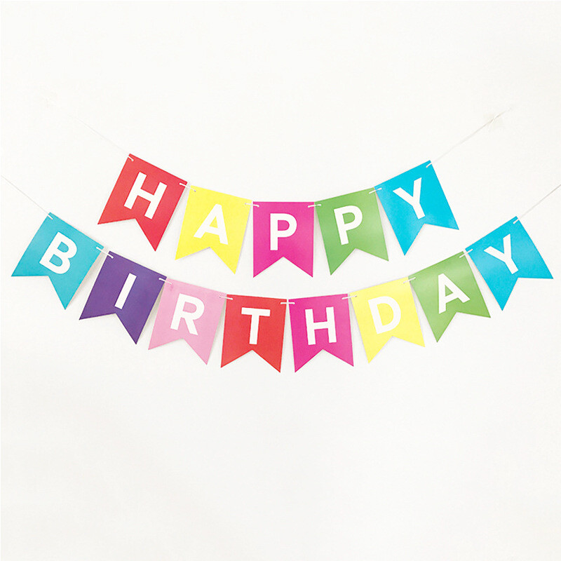 Boldog születésnapot Streamers Forró bélyegző fecskefarkú húzózászló Nappali Kert Bevásárlóközpont Kávézó Gyermekek Születésnapi Party dekoráció Bannerek