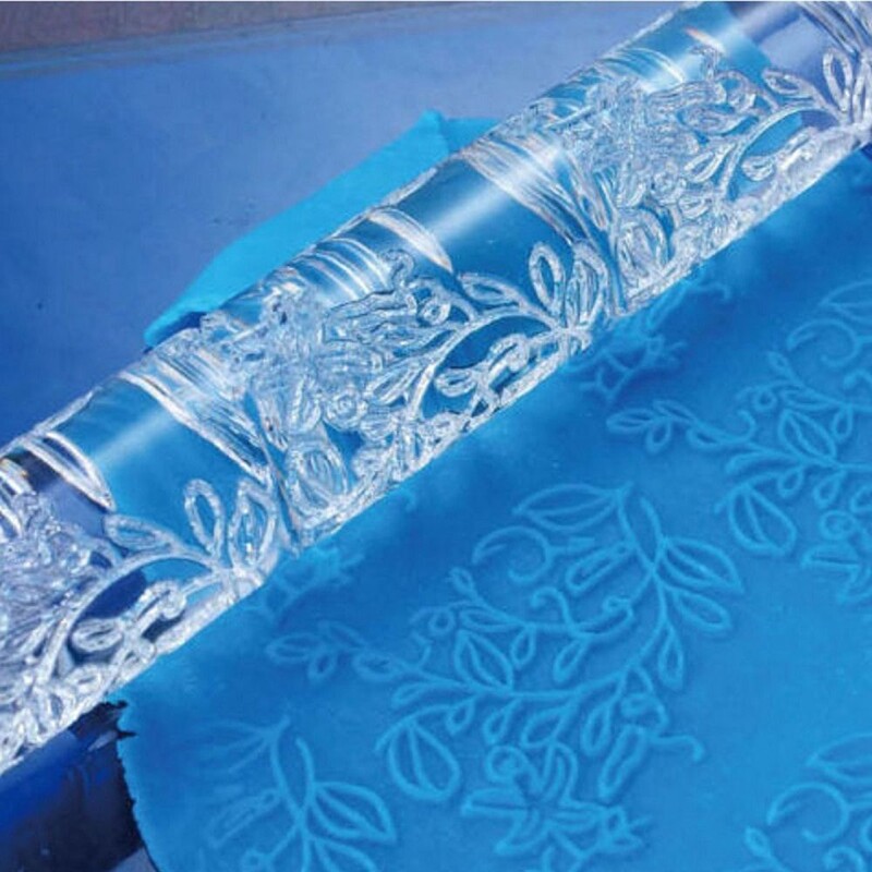 Új akril sodrófa dombornyomásos sütik tészta fondant torta impressziós sodrófa tészta görgős konyhai sütőeszközök