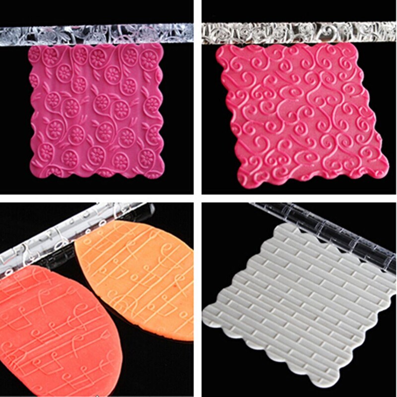Új akril sodrófa dombornyomásos sütik tészta fondant torta impressziós sodrófa tészta görgős konyhai sütőeszközök