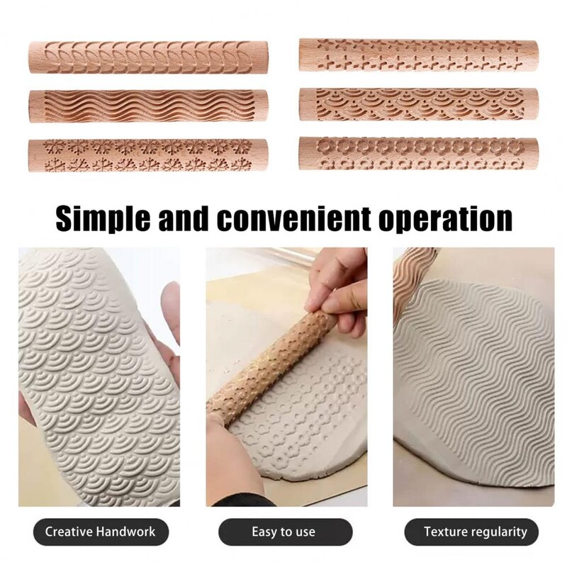 Viegls mīcīšanas kociņš, atkārtoti lietojams reljefs rullītis, lapas sniegpārsliņas tekstūras keramikas māla zīmogs ar reljefu rullīti