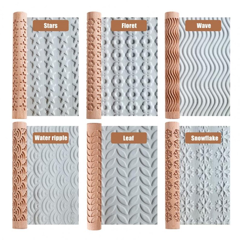 Viegls mīcīšanas kociņš, atkārtoti lietojams reljefs rullītis, lapas sniegpārsliņas tekstūras keramikas māla zīmogs ar reljefu rullīti