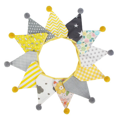 3,2 M Vintage virágos szövet sármány 12 zászlós zászló labdákkal Esküvői parti dekorációs szalaghirdetés otthoni babaváró karneváli füzér