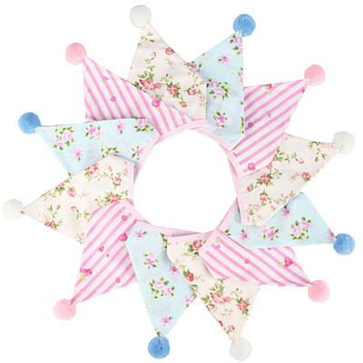 3,2 M Vintage virágos szövet sármány 12 zászlós zászló labdákkal Esküvői parti dekorációs szalaghirdetés otthoni babaváró karneváli füzér