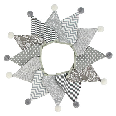 3,2 M Vintage virágos szövet sármány 12 zászlós zászló labdákkal Esküvői parti dekorációs szalaghirdetés otthoni babaváró karneváli füzér