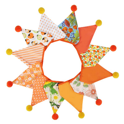 3,2 M Vintage virágos szövet sármány 12 zászlós zászló labdákkal Esküvői parti dekorációs szalaghirdetés otthoni babaváró karneváli füzér