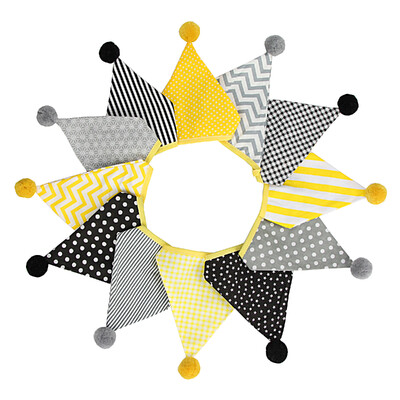 3,2 M Vintage virágos szövet sármány 12 zászlós zászló labdákkal Esküvői parti dekorációs szalaghirdetés otthoni babaváró karneváli füzér