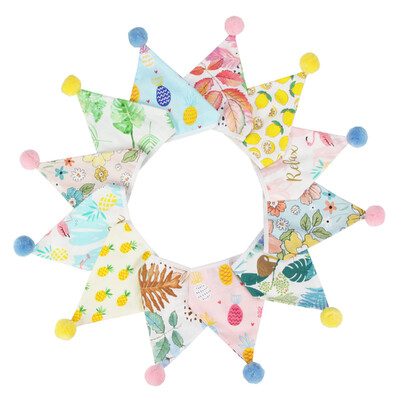 3,2 M Vintage virágos szövet sármány 12 zászlós zászló labdákkal Esküvői parti dekorációs szalaghirdetés otthoni babaváró karneváli füzér