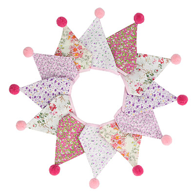 3,2 M Vintage virágos szövet sármány 12 zászlós zászló labdákkal Esküvői parti dekorációs szalaghirdetés otthoni babaváró karneváli füzér