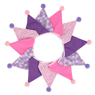 3,2 M Vintage virágos szövet sármány 12 zászlós zászló labdákkal Esküvői parti dekorációs szalaghirdetés otthoni babaváró karneváli füzér