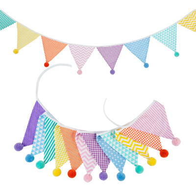 3,2 M Vintage virágos szövet sármány 12 zászlós zászló labdákkal Esküvői parti dekorációs szalaghirdetés otthoni babaváró karneváli füzér