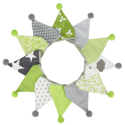 3,2 M Vintage virágos szövet sármány 12 zászlós zászló labdákkal Esküvői parti dekorációs szalaghirdetés otthoni babaváró karneváli füzér