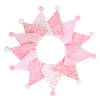 3,2 M Vintage virágos szövet sármány 12 zászlós zászló labdákkal Esküvői parti dekorációs szalaghirdetés otthoni babaváró karneváli füzér