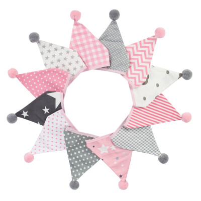 3,2 M Vintage virágos szövet sármány 12 zászlós zászló labdákkal Esküvői parti dekorációs szalaghirdetés otthoni babaváró karneváli füzér