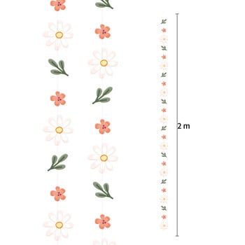 Рустикална сватбена хартия Гирлянд от листа от маргаритки Цвете Стример Висящ годеж Булчински душ Сладкиш Бар Чаено парти Градинска декорация