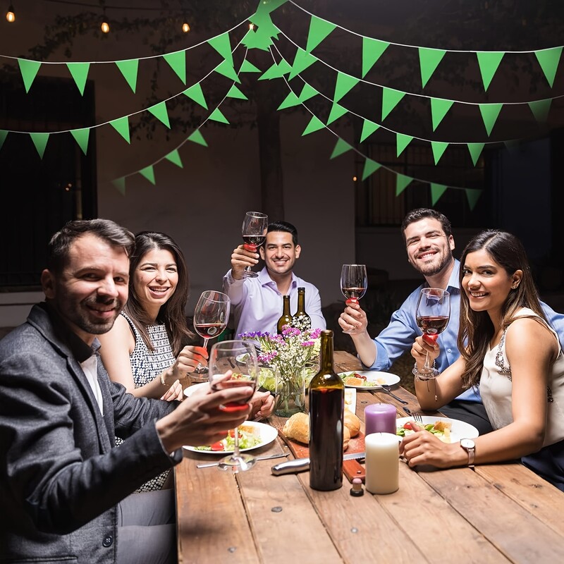 Zászló háromszög sármány füzér ünnepélyes megnyitó Mardi Gras Születésnapi Party Dekorációs Fesztivál Ünnep Szabadtéri (zöld)