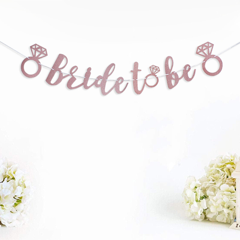 Rózsaarany csillogó menyasszony zászló lesz esküvői eljegyzési parti dekorációja Esküvői zuhanyozó parti sármány Lánybúcsú kellékei