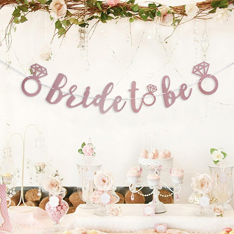 Rózsaarany csillogó menyasszony zászló lesz esküvői eljegyzési parti dekorációja Esküvői zuhanyozó parti sármány Lánybúcsú kellékei