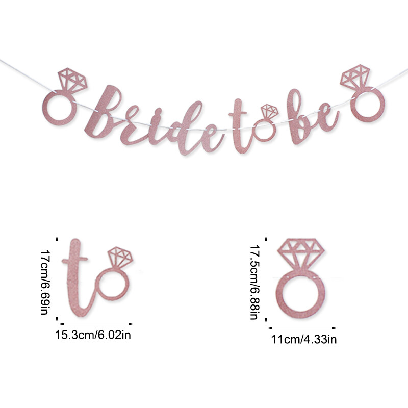 Rózsaarany csillogó menyasszony zászló lesz esküvői eljegyzési parti dekorációja Esküvői zuhanyozó parti sármány Lánybúcsú kellékei