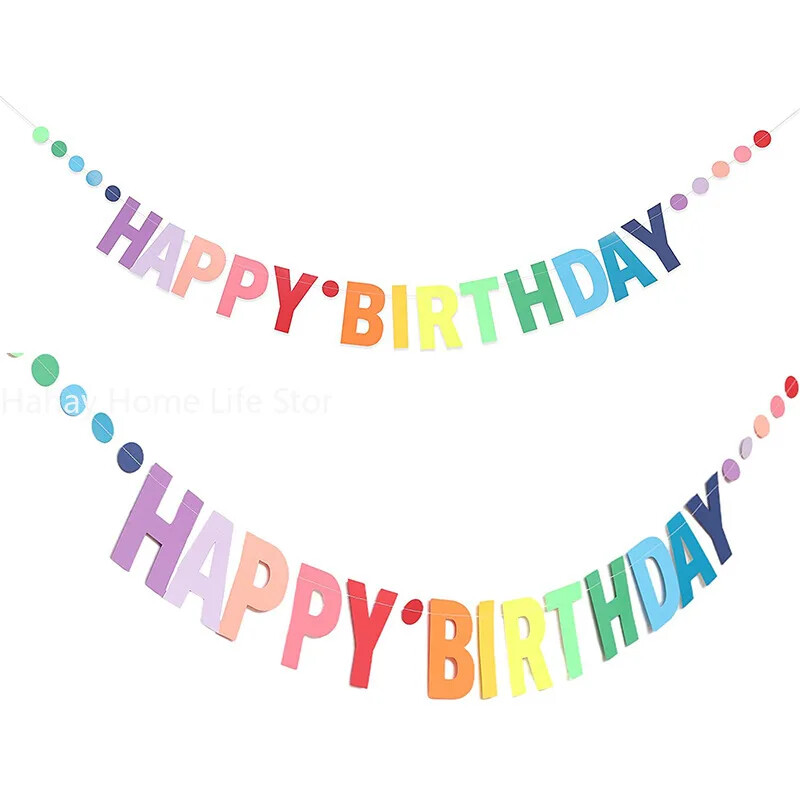 Szivárvány színű Boldog születésnapot Banner Papír Füzér Gyerekek 1. Születésnapi Party Függő Zászló Dekoráció Egyszarvú tematikus party kellékek