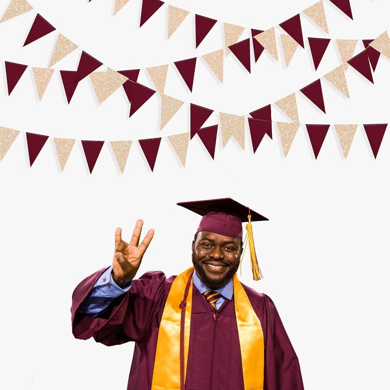 Burgundia maroonšampanja kuldne Sõbrapäevapeo kolmnurga bänner Lipukaunistused Vimpli aastapäeva pulmatarbed