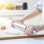 Nerūdijančio plieno kočėlas Nelipnus tešlos tešlos volelis Kepkite picą Makaronai Koldūnai Sausainių pyragas Kepimo įrankiai virtuvei