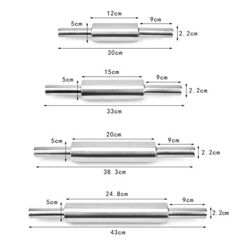 Точилка от неръждаема стомана Незалепваща ролка за тесто за сладкиши Печете пица юфка Кнедли Инструменти за печене на бисквитен пай за кухня
