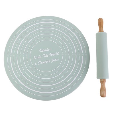 2 db/készlet Háztartási szilikon sodrófa tészta szett kerek, mérleg sodrófa készlettel Sűrített, többször használható dagasztólap tészta