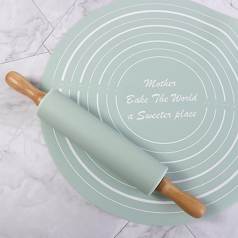 2 db/készlet Háztartási szilikon sodrófa tészta szett kerek, mérleg sodrófa készlettel Sűrített, többször használható dagasztólap tészta