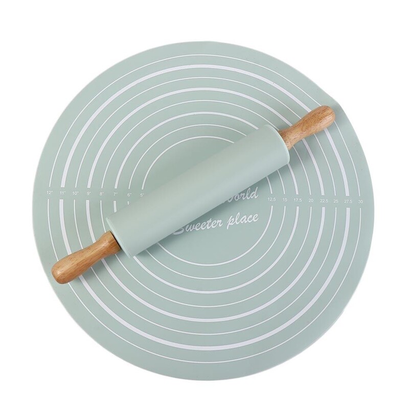 2 db/készlet Háztartási szilikon sodrófa tészta szett kerek, mérleg sodrófa készlettel Sűrített, többször használható dagasztólap tészta