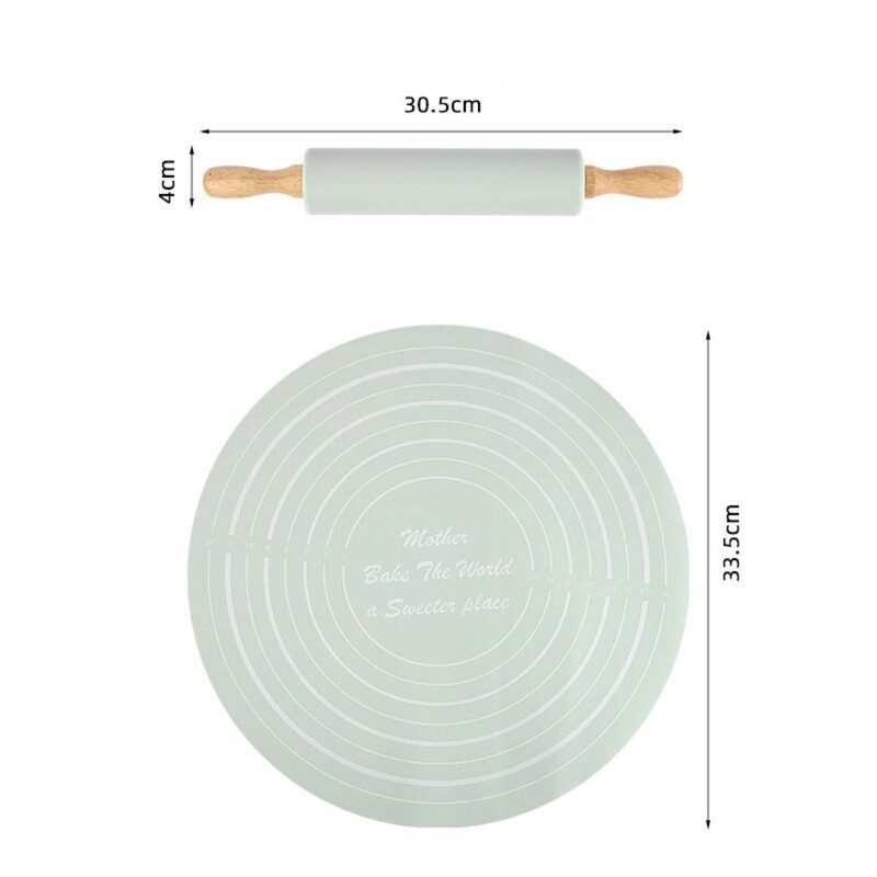 2 db/készlet Háztartási szilikon sodrófa tészta szett kerek, mérleg sodrófa készlettel Sűrített, többször használható dagasztólap tészta