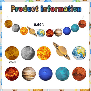 Space Planet Banner Solar System Planet Banner Διακοσμήσεις για πάρτι για το πρώτο ταξίδι γύρω από τον ήλιο Διακοσμήσεις γενεθλίων