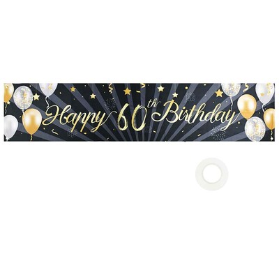 Честит рожден ден Банер Гирлянди Полиестерни знамена 30/40/50/60 годишна овесарка за рожден ден за възрастен Декор за годишнина от рожден ден