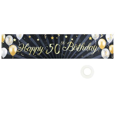 Честит рожден ден Банер Гирлянди Полиестерни знамена 30/40/50/60 годишна овесарка за рожден ден за възрастен Декор за годишнина от рожден ден