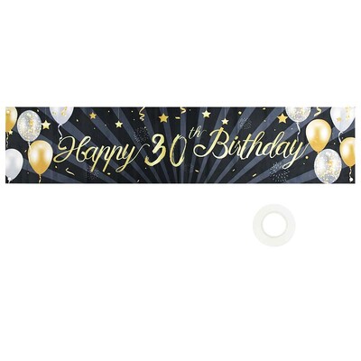 Честит рожден ден Банер Гирлянди Полиестерни знамена 30/40/50/60 годишна овесарка за рожден ден за възрастен Декор за годишнина от рожден ден