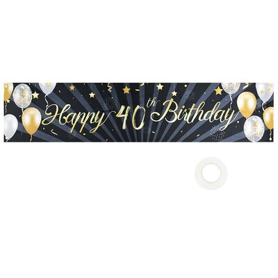 Честит рожден ден Банер Гирлянди Полиестерни знамена 30/40/50/60 годишна овесарка за рожден ден за възрастен Декор за годишнина от рожден ден