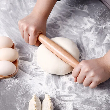 Инструмент за сладкиши Фондан Валяк за тесто за торта Pasta Dumpling Skin Maker Wood Rolling Pin Двоен връх Незалепващ инструмент за готвене Валяк за тесто