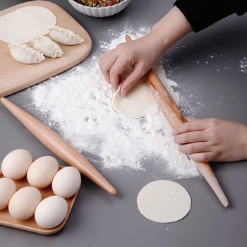 Инструмент за сладкиши Фондан Валяк за тесто за торта Pasta Dumpling Skin Maker Wood Rolling Pin Двоен връх Незалепващ инструмент за готвене Валяк за тесто