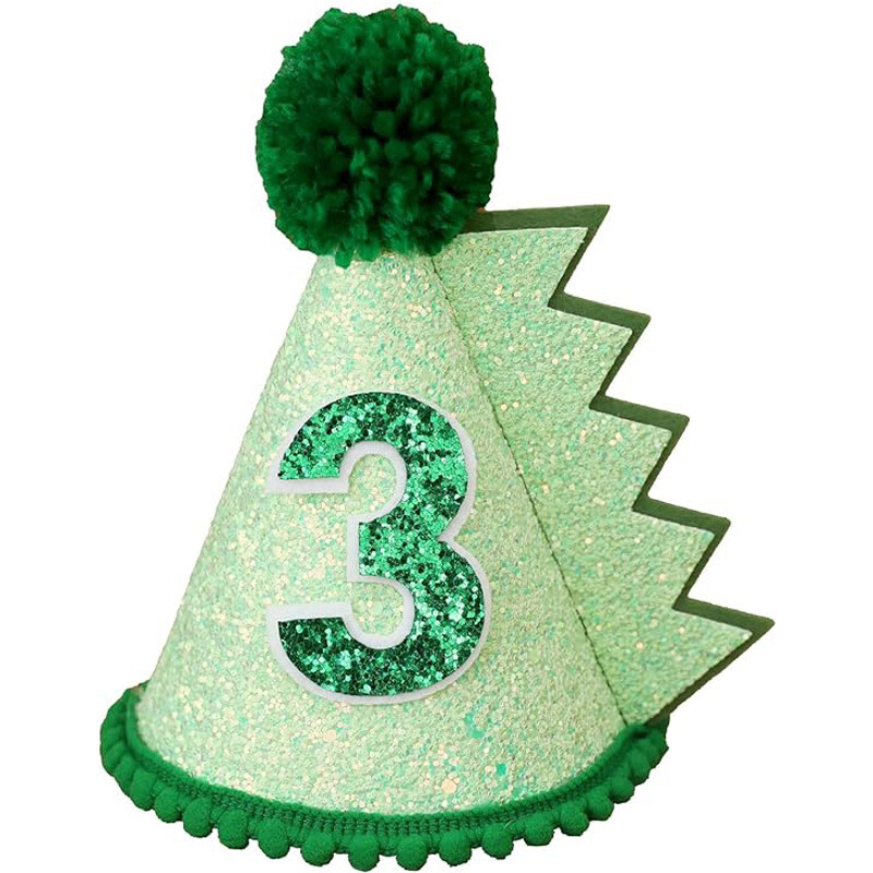 1PC Băiat Dinozaur Pălărie pentru Ziua Nașterii ONE Verde Decorație Headwear Baby Shower Două Glitter Roar Party Crown