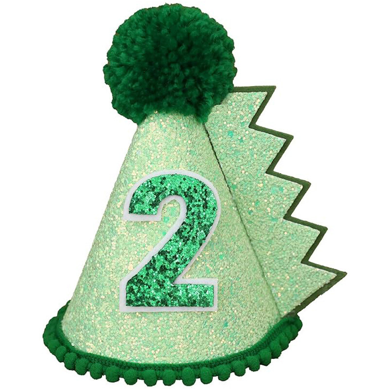 1PC Băiat Dinozaur Pălărie pentru Ziua Nașterii ONE Verde Decorație Headwear Baby Shower Două Glitter Roar Party Crown