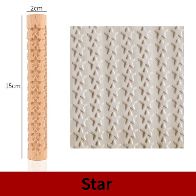 Houten Textuur Fondant cake Modder Geperst Roller Patroon Roller Staaf Reliëf Polymeer Klei Deegroller Keramische Aardewerk Art