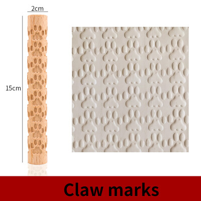 Houten Textuur Fondant cake Modder Geperst Roller Patroon Roller Staaf Reliëf Polymeer Klei Deegroller Keramische Aardewerk Art