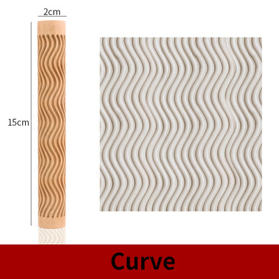 Houten Textuur Fondant cake Modder Geperst Roller Patroon Roller Staaf Reliëf Polymeer Klei Deegroller Keramische Aardewerk Art