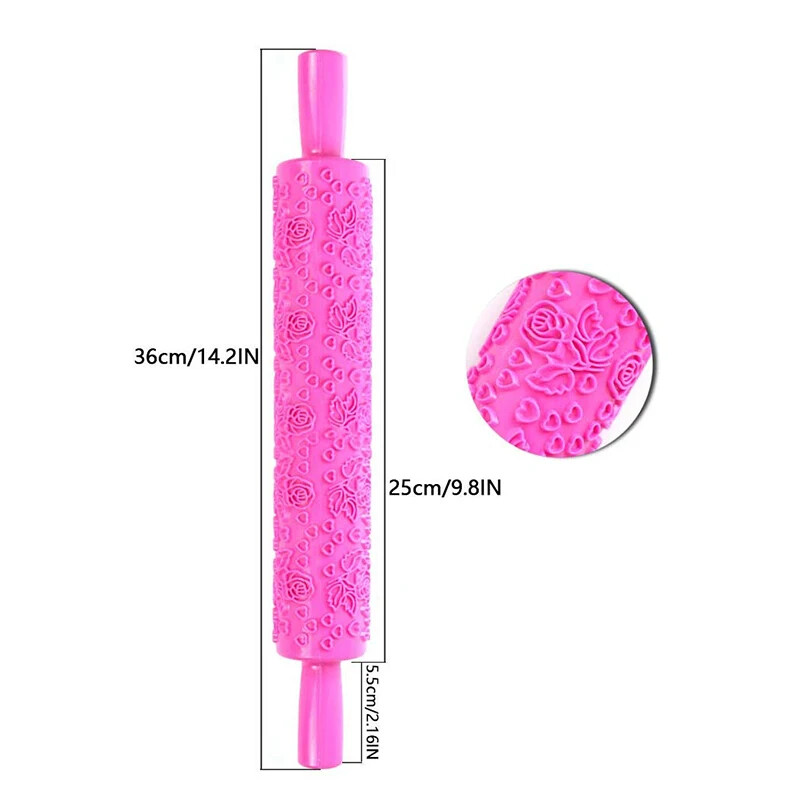 Roller torta díszítés dombornyomott sodrófák Texturált tapadásmentes fondant tészta cukormáz agyag tészta görgős konyhai sütőeszközök