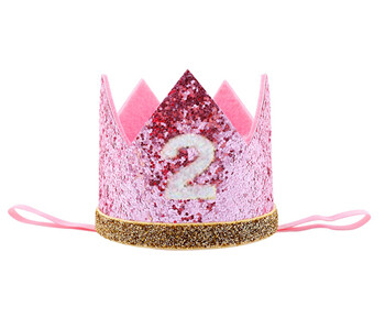 Zēna zila sudraba pirmās dzimšanas dienas cepure meitene zelta rozā priness kroņa numurs 1. 2 3 gadus veca ballīšu cepure, mirdzoša dzimšanas dienas galvas saite