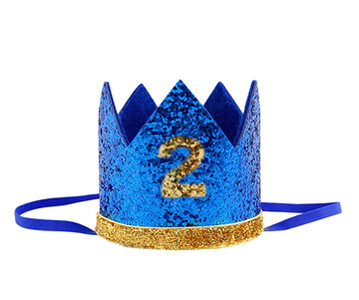 Zēna zila sudraba pirmās dzimšanas dienas cepure meitene zelta rozā priness kroņa numurs 1. 2 3 gadus veca ballīšu cepure, mirdzoša dzimšanas dienas galvas saite